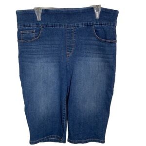 Bandolino Denim Distressed Capris Jean Shorts Theodora Cotton Stretchy Waist 14